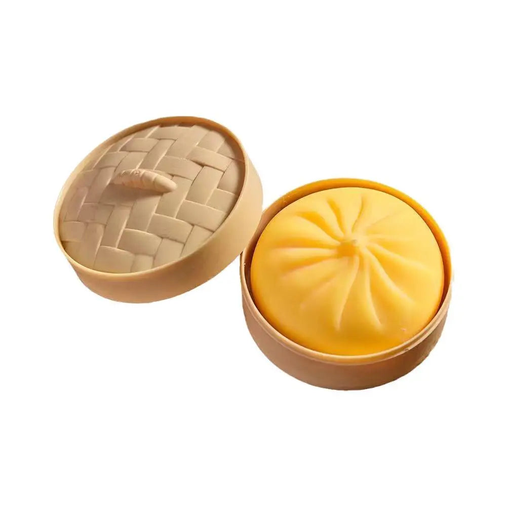 Dumpling Squishy Toy | Steamed Bun Squeeze Fidget Ball Squishy Fidget Toy QXL yellow