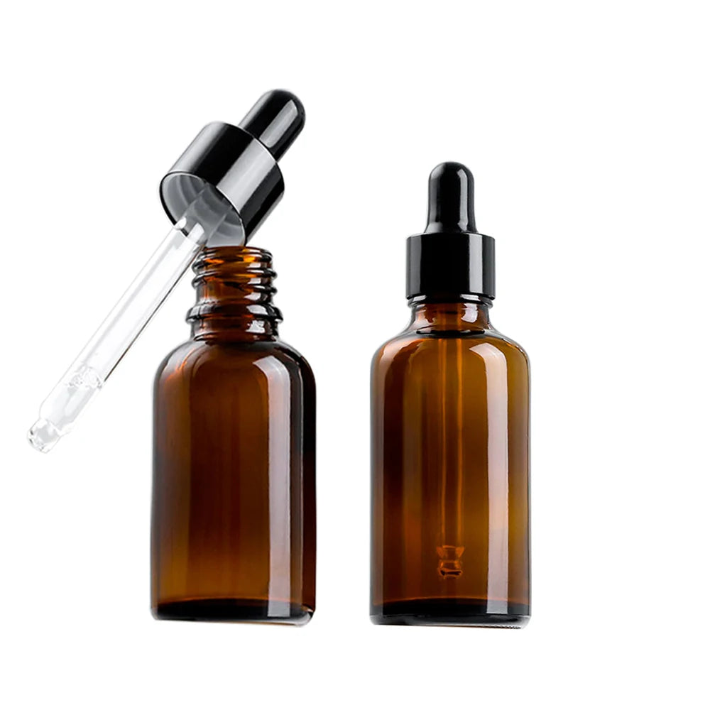 10-Pack Amber Glass Dropper Bottles with Scale 5ml–50ml Glass Dropper Bottles QXL