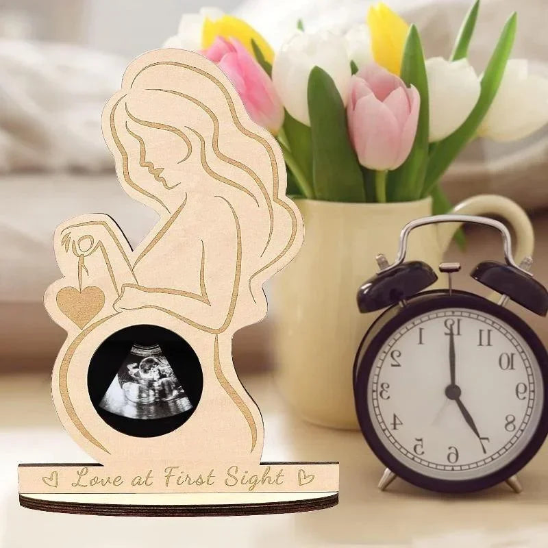 Wooden Baby Sonogram Photo Frame | Expectant Mom Keepsake Gift Sonogram Photo Frame QXL