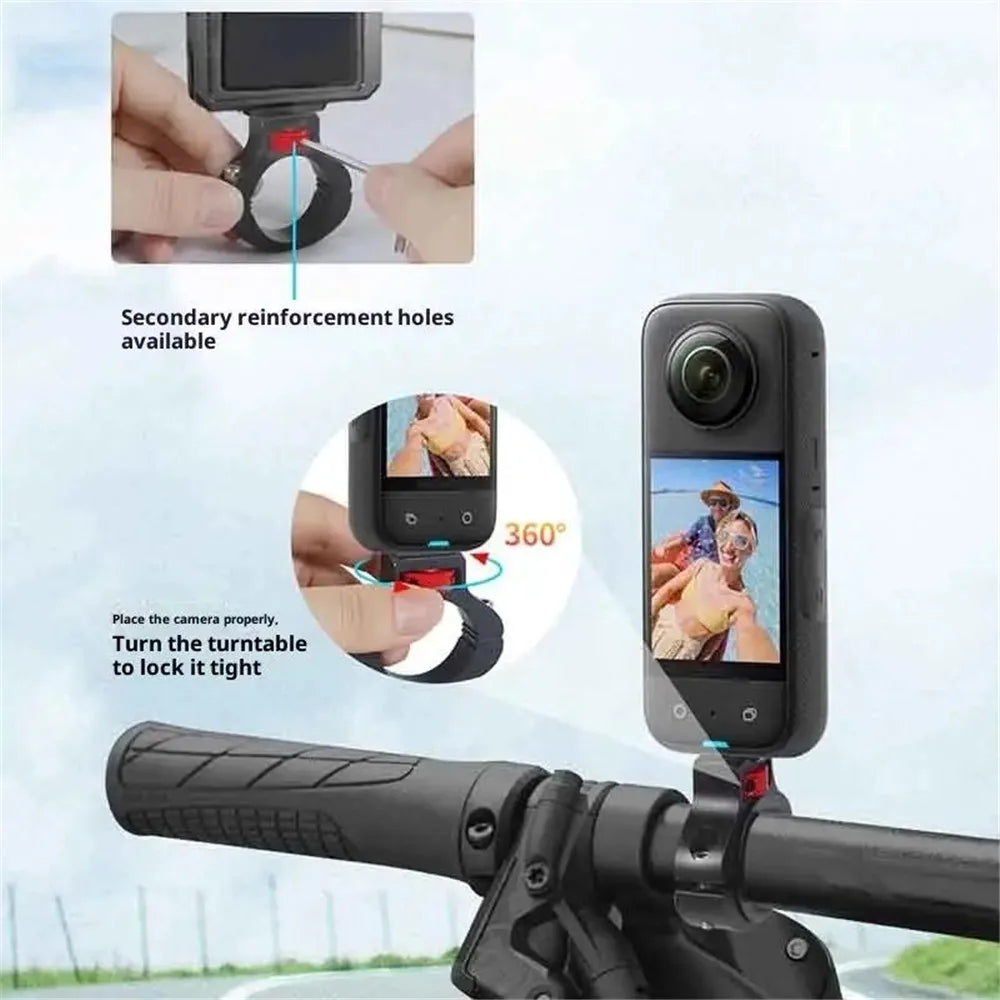 Bike & Motorcycle Handlebar Mount for GoPro, Insta360 & GPS Handlebar Camera Mount QXL