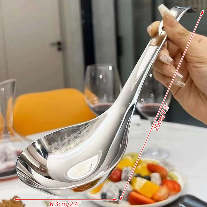 Stainless Steel Long Handle Stirring Spoon – Soup & Dessert Kitchen Spoon QXL 1PCS