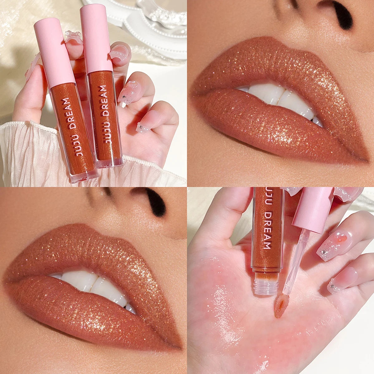 Pearlescent Mirror Lip Gloss | Moisturizing Sparkling Glaze Lip Gloss QXL JUJU 9412-04