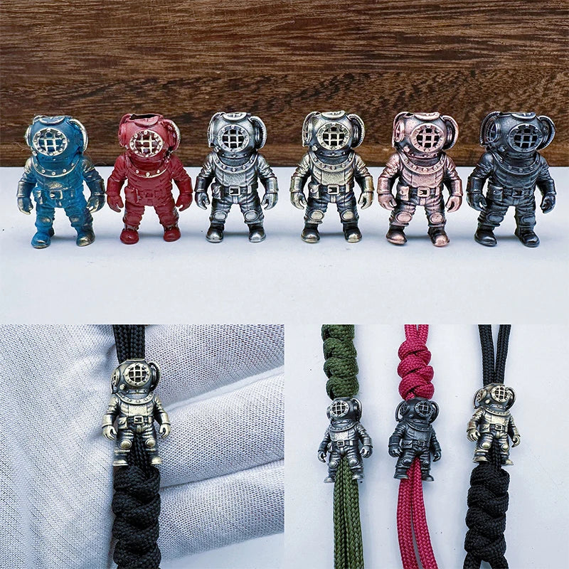 Brass Diver Figurine Bead | EDC Lanyard & Bracelet Charm Brass Figurine Charm QXL