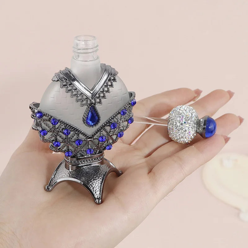 15ml Diamond-Encrusted Blue Glass Dubai Perfume Oil Bottle Perfume Oil Bottle QXL