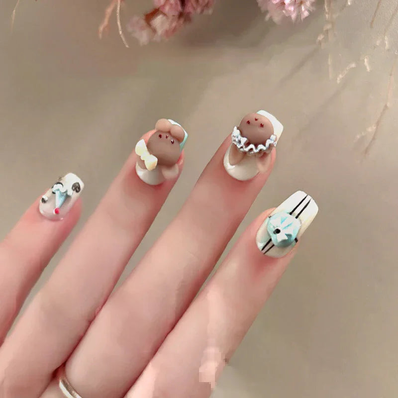 3D Bear & Bow Nail Art Charms – 10-Pack DIY Manicure Nail Art Charms QXL