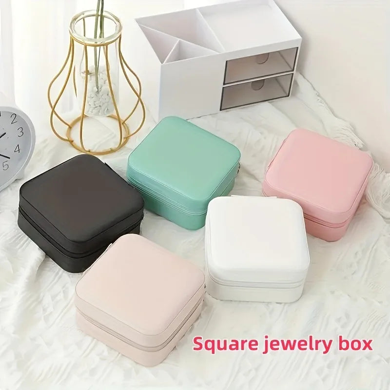 Artificial Leather Travel Jewelry Box | Rings, Earrings & Necklaces Jewelry Storage Box QXL