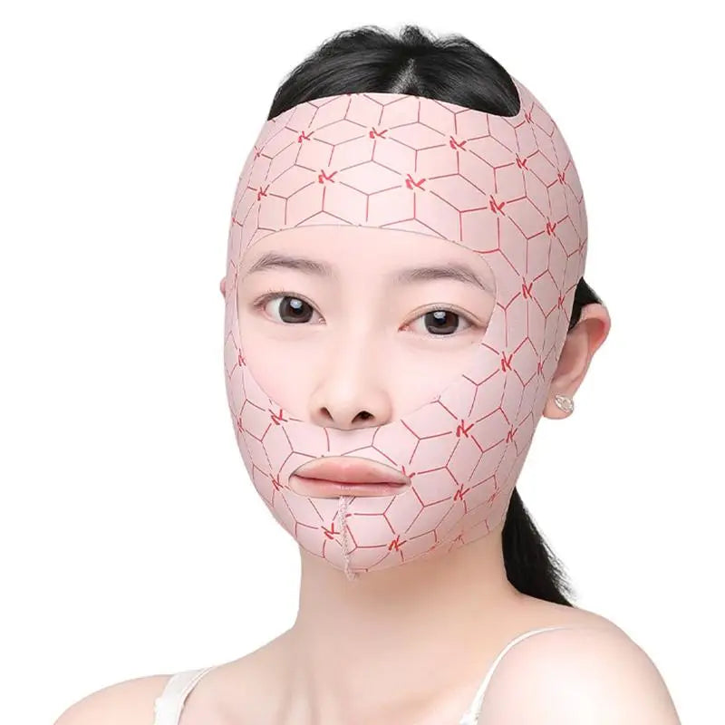 V-Line Face Lifting Mask | Reusable Firming Sleep Bandage Face Lifting Mask QXL Pink