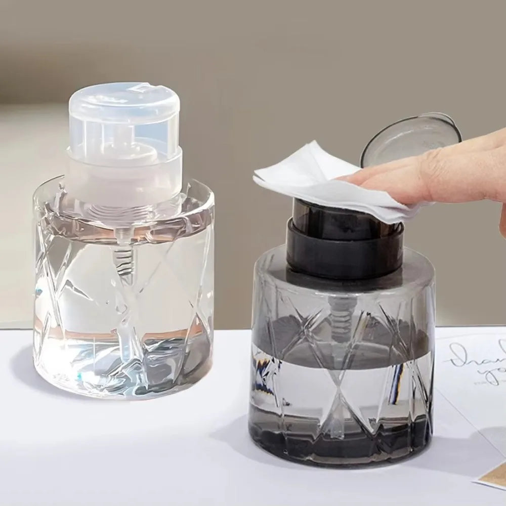Lockable Refillable Pump Bottle 100ml | Makeup & Nail Cleaner Pump Dispenser Bottle QXL