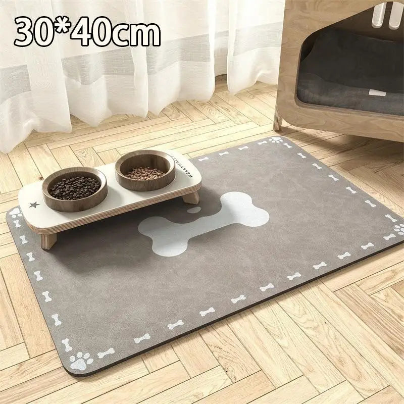Diatomaceous Earth Pet Placemat | Quick-Dry Dog & Cat Bowl Mat Pet Feeding Mat QXL B2 one size