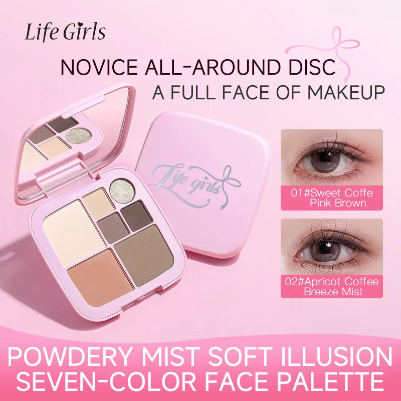 Life Girls 7-Color Blush Palette | Matte Pearl & Gloss Finish Blush Palette QXL