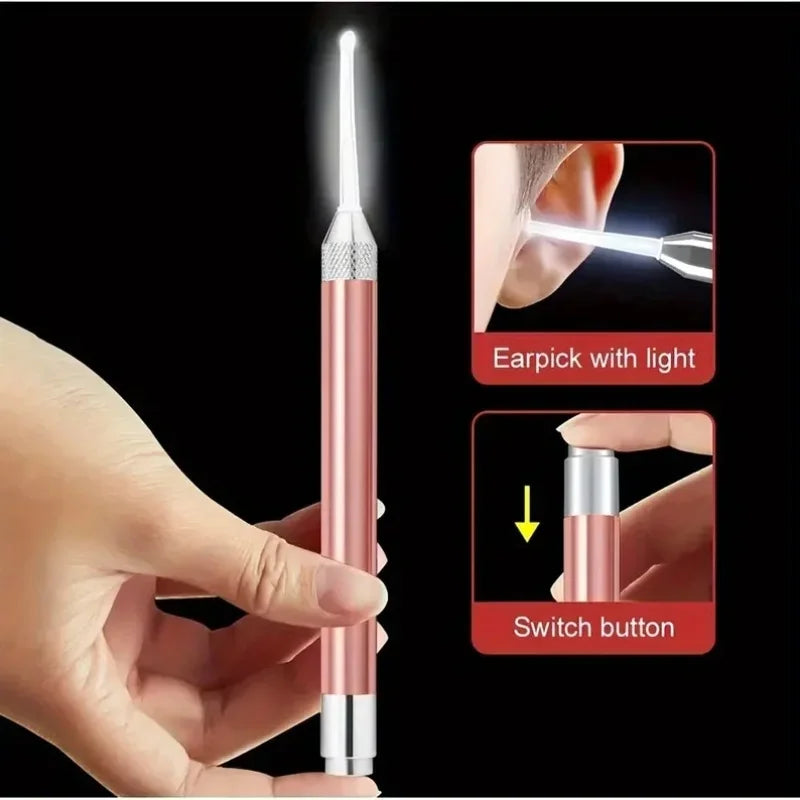LED Light Ear Cleaner Scoop | Stainless Steel Visual Ear Pick Ear Cleaning Tool QXL