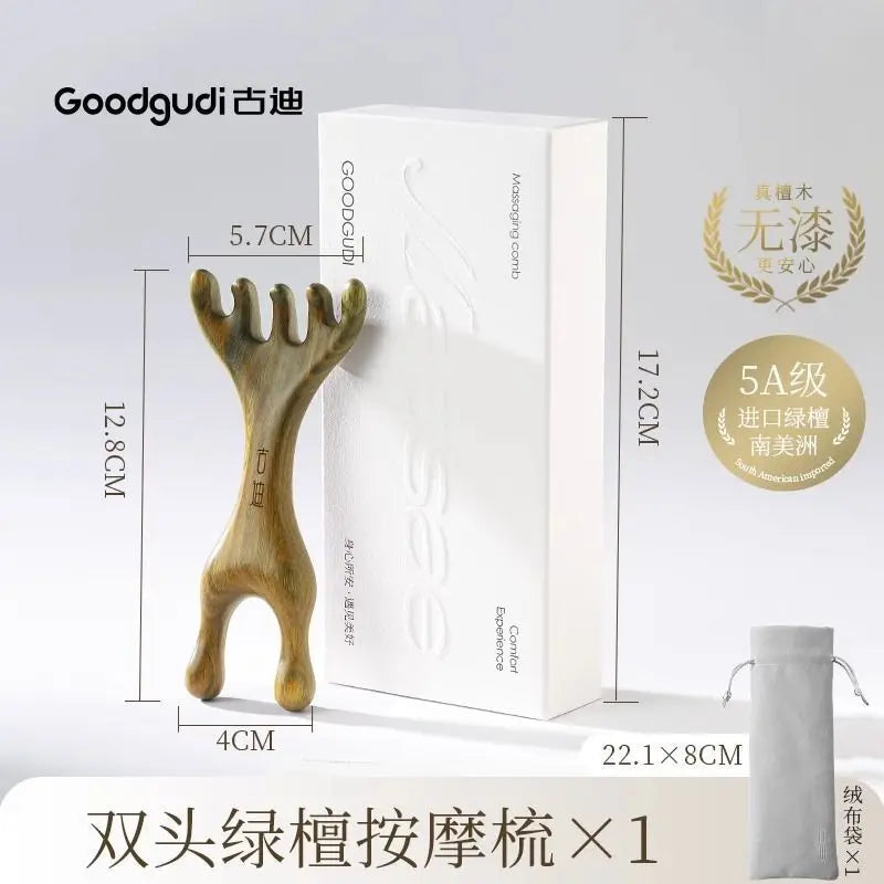 Five-Claw Sandalwood Scalp Massage Comb | Natural Wood Scalp Massage Comb QXL Double Headed