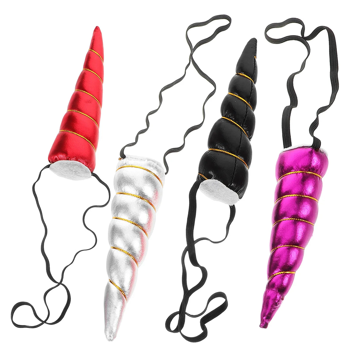 4-Pack Unicorn Horn Headbands | Party Cosplay Hair Accessories Costume Headband Set QXL Default Title