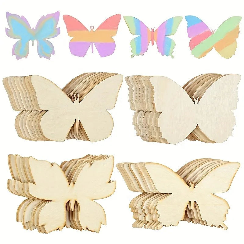 10-Pack Unfinished Wooden Butterfly Cutouts for DIY Crafts Wooden Craft Cutouts QXL