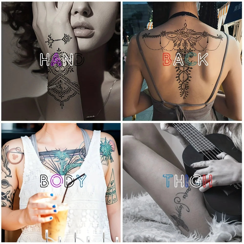Temporary Tattoo Ink Gel Kit – 4-Pc Freehand Body Paint Temporary Tattoo Kit QXL