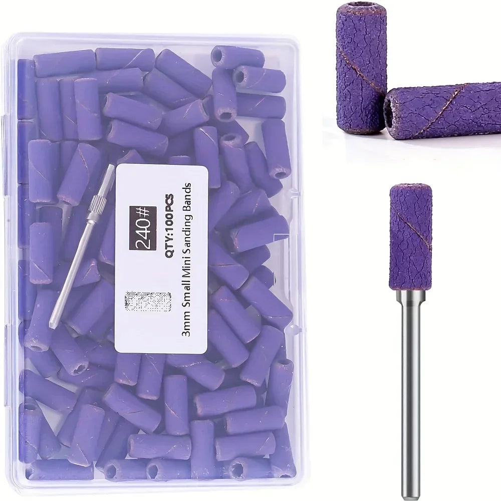 100-Pack Nail Drill Sanding Bands for Manicure & Pedicure Nail Sanding Bands QXL