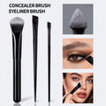 KOSSHOW 3-Pc Precision Makeup Brush Set – Concealer & Eyeliner Makeup Brush Set QXL black