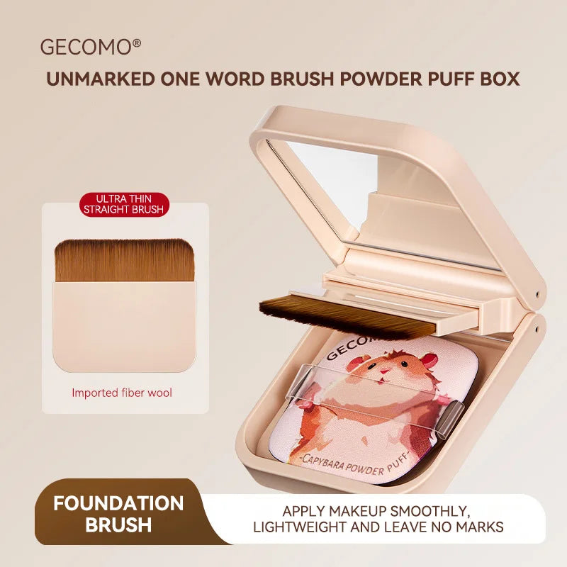 GECOMO Traceless Powder Puff Case with Mirror & Brush Powder Puff Compact QXL 1