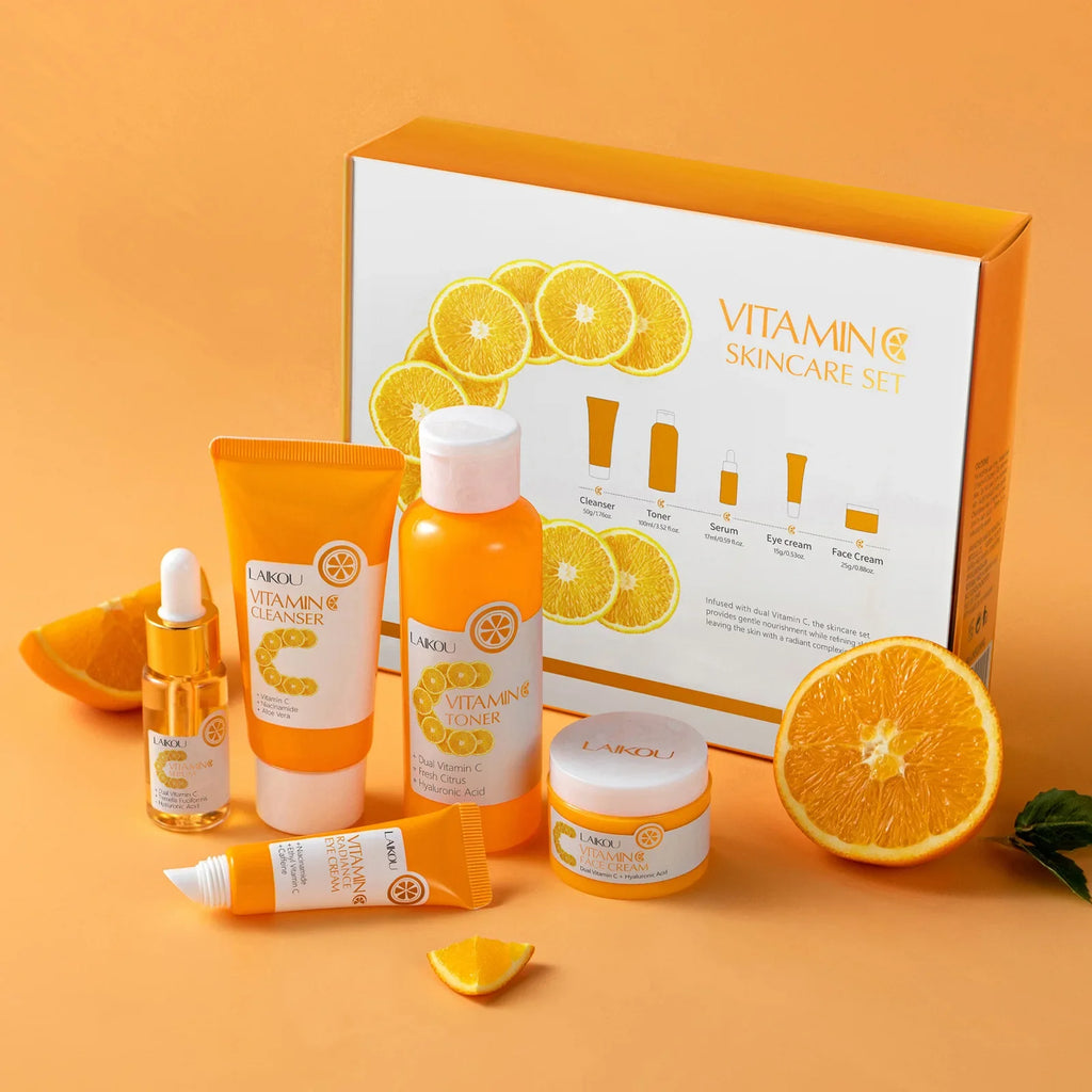 LAIKOU Vitamin C 5-Piece Skincare Set | Brighten & Hydrate Vitamin C Skincare Set QXL