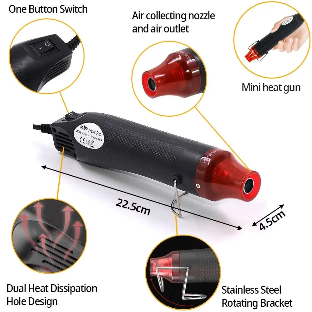 Mini Hot Air Gun 220V/110V with Stand | DIY Heat Blower Tool Mini Heat Gun QXL