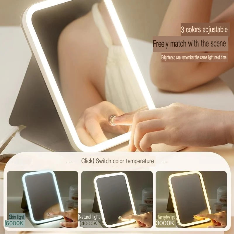 LED Lighted Makeup Mirror | Portable Folding Desktop Vanity LED Vanity Mirror QXL