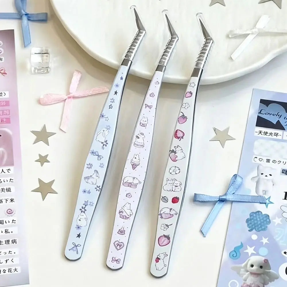 Cartoon Stainless Steel False Eyelash Tweezers | Anti-Static Eyelash Tweezers QXL