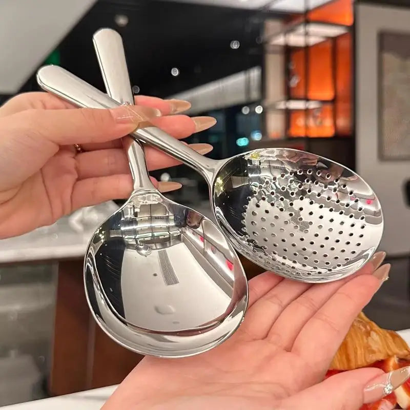Stainless Steel Slotted Serving Spoon with Drain Holes | 1-2 Pack Slotted Serving Spoon QXL