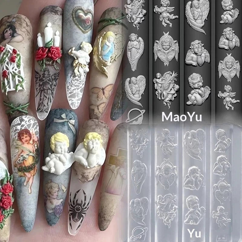 3D Silicone Nail Art Mold | Button & Cartoon Charm DIY Tool Nail Art Mold QXL
