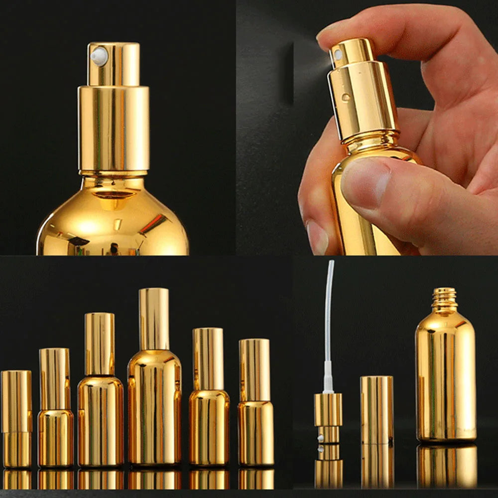 Gold-Plated Glass Refillable Bottle | Dropper Spray Lotion Refillable Glass Bottle QXL