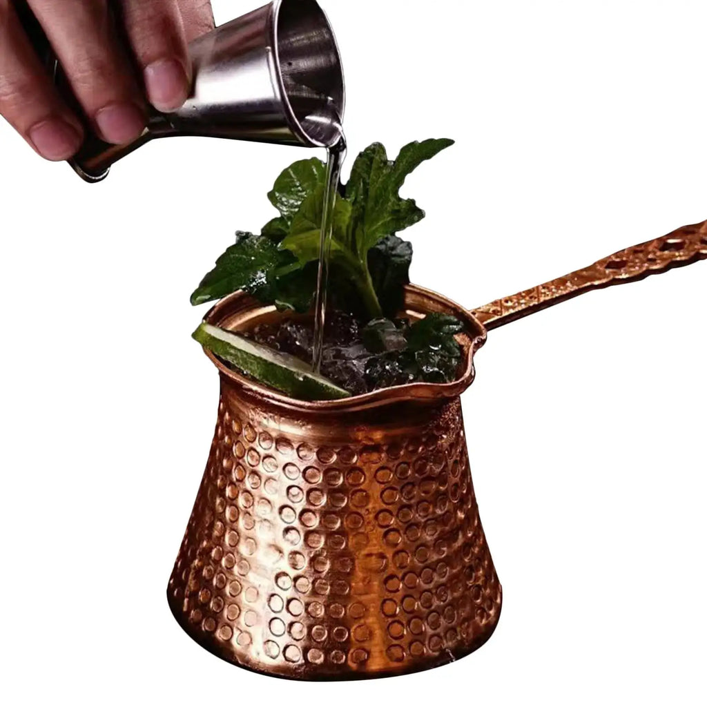 Vintage Turkish Coffee Pot | Long Handle Copper-Plated 600ml Turkish Coffee Pot QXL