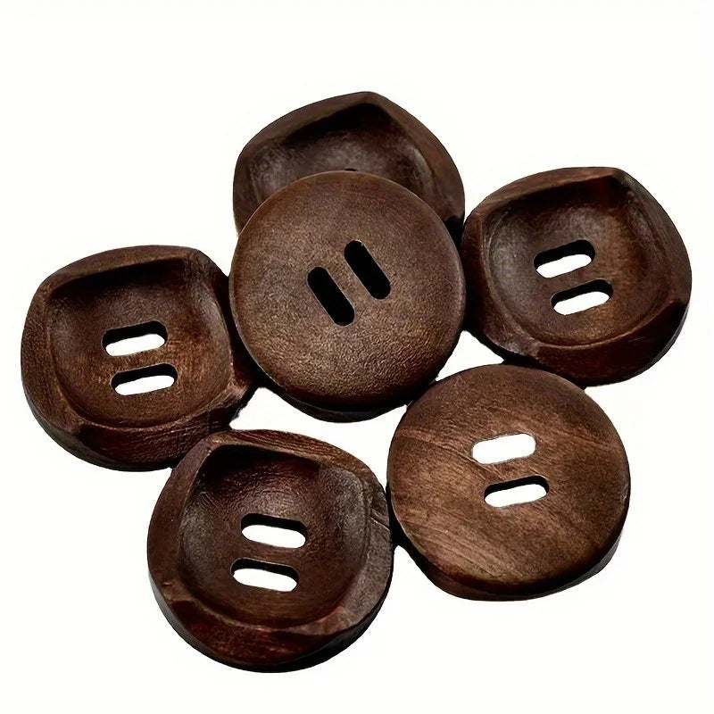 Round Brown Wood 2-Hole Buttons | Sewing, Knitting & Crafts Craft Sewing Buttons QXL