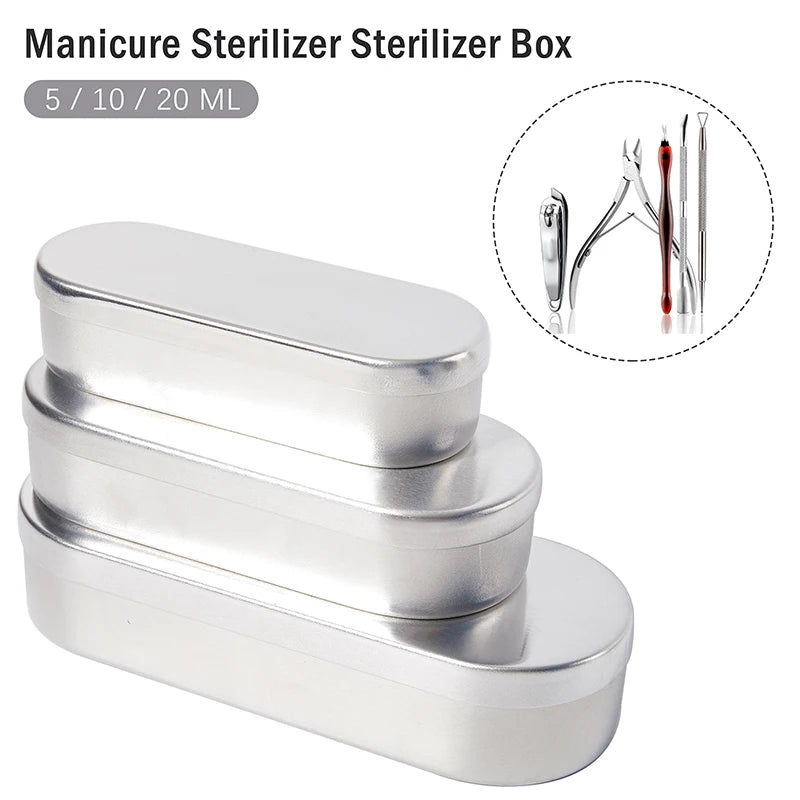 Aluminum Sterilization Box 5/10/20ml | Nail & Dental Tool Tray Sterilization Box QXL