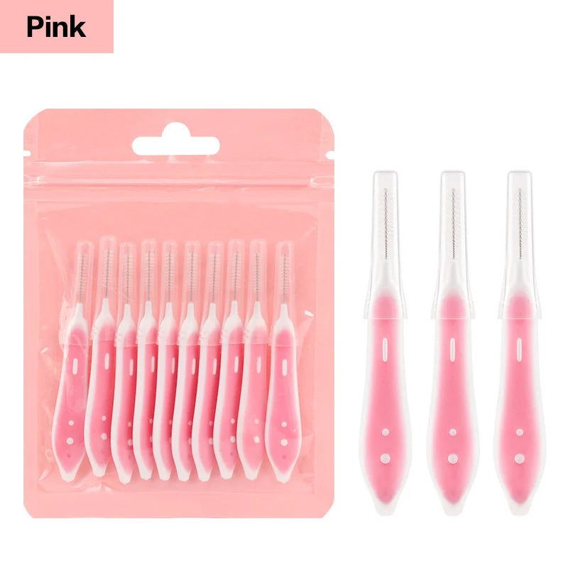 10-Pack Disposable Eyebrow & Interdental Brushes | Brow + Oral Disposable Eyebrow Brush QXL Pink