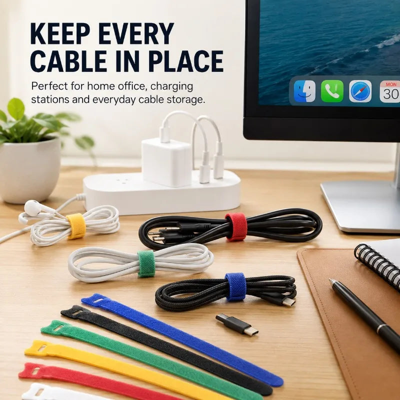 Reusable Hook & Loop Cable Ties | T-Head Nylon Organizer Cable Ties QXL