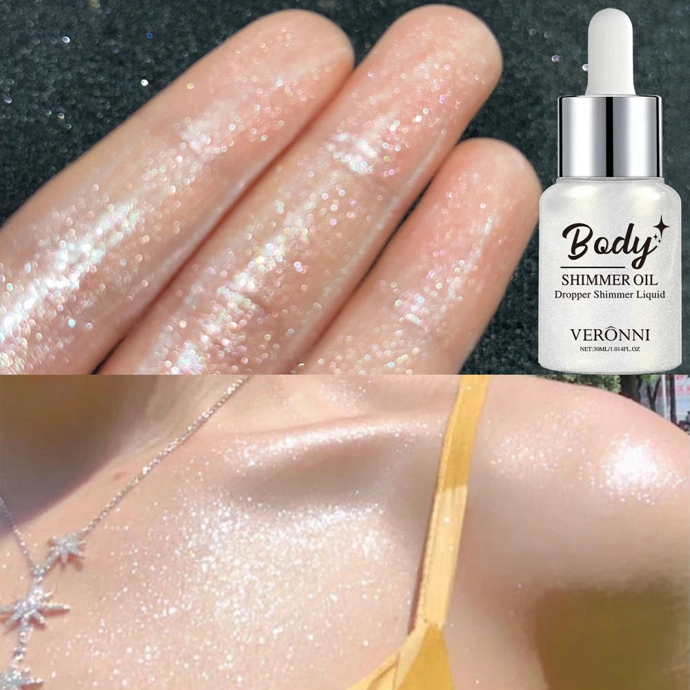 Liquid Shimmer Highlighter Drops for Face & Body – 30ml Liquid Highlighter Drops QXL