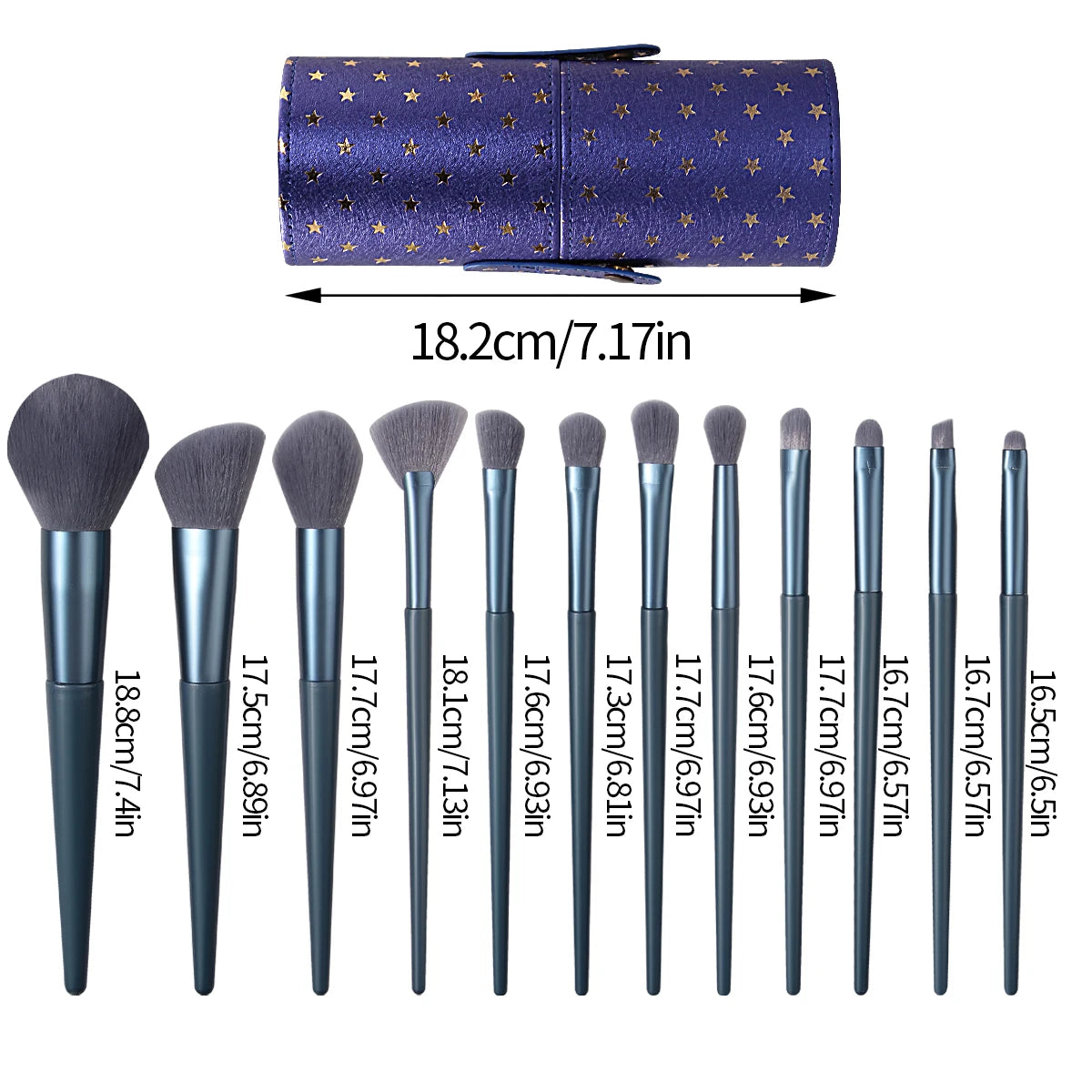 13-Piece Makeup Brush Set with Storage Bucket | Soft Nylon Makeup Brush Set QXL