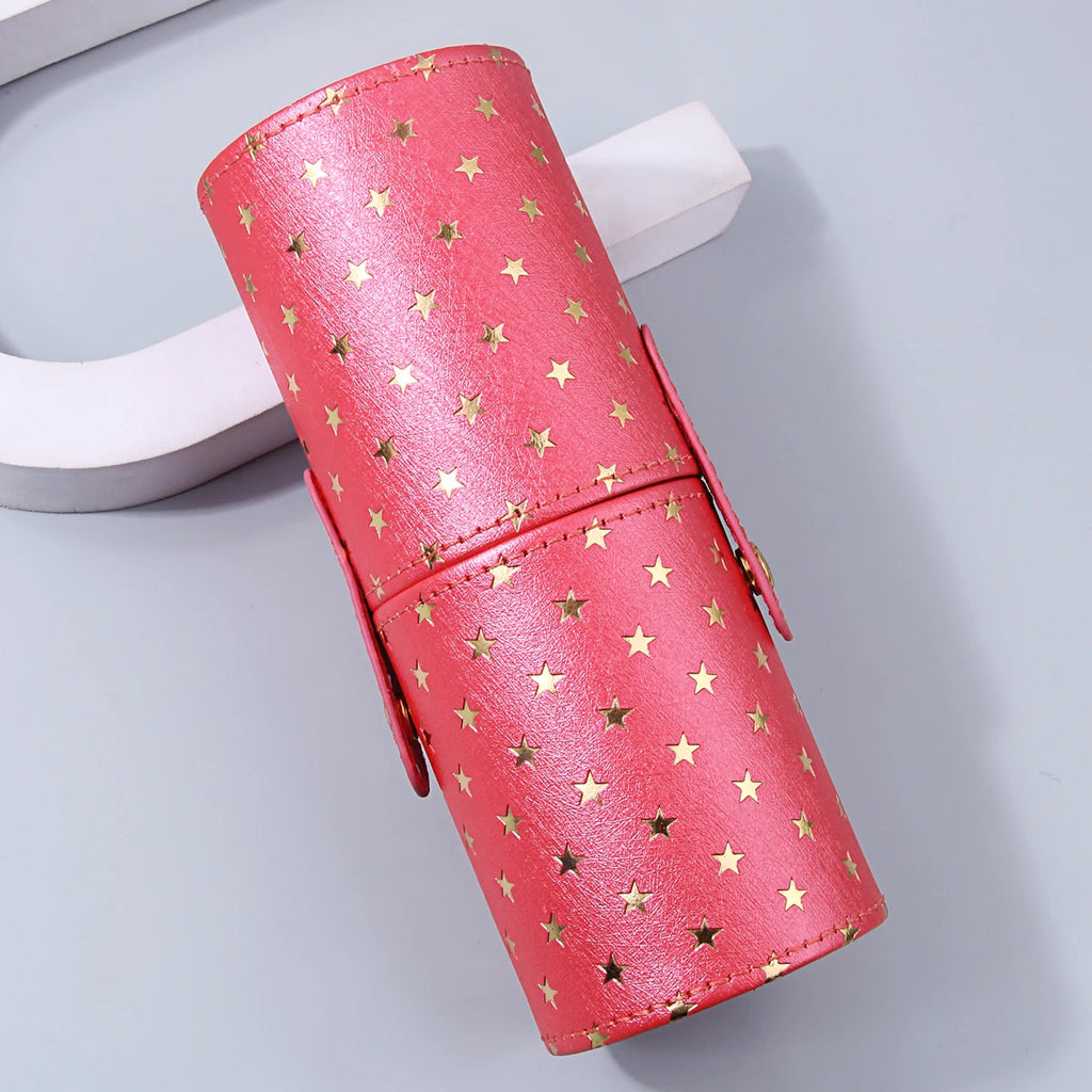KOSSHOW PVC Makeup Brush Holder | Travel Storage Bag Makeup Brush Bag QXL Pink