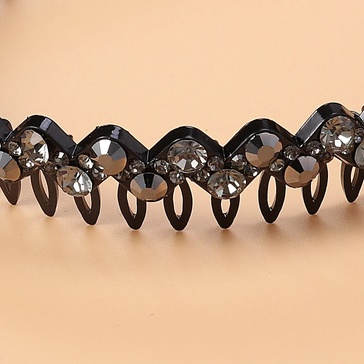 Crystal Rhinestone Toothed Headband | Party Hair Hoop Grey Black Rhinestone Headband QXL