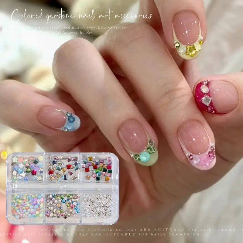 Flat Back Nail Rhinestones Set – Multi-Shape & Colour, 100pcs Nail Rhinestone Set QXL