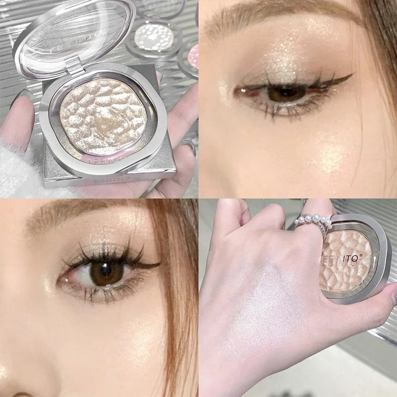 Pearlescent Glitter Eyeshadow | High-Gloss Shimmer Single Pan Glitter Eyeshadow QXL 03