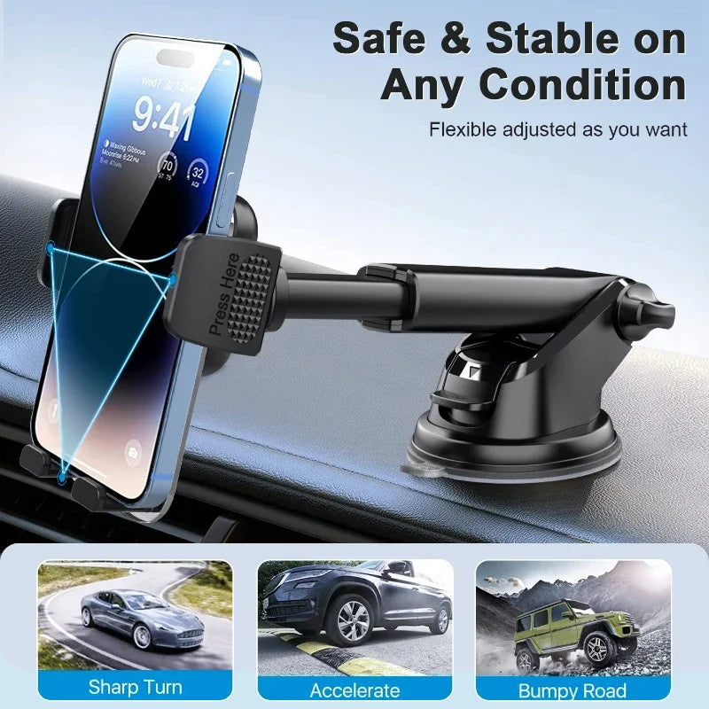Car Phone Holder | Dashboard & Windshield Mount 4–7 Inch Car Phone Mount QXL