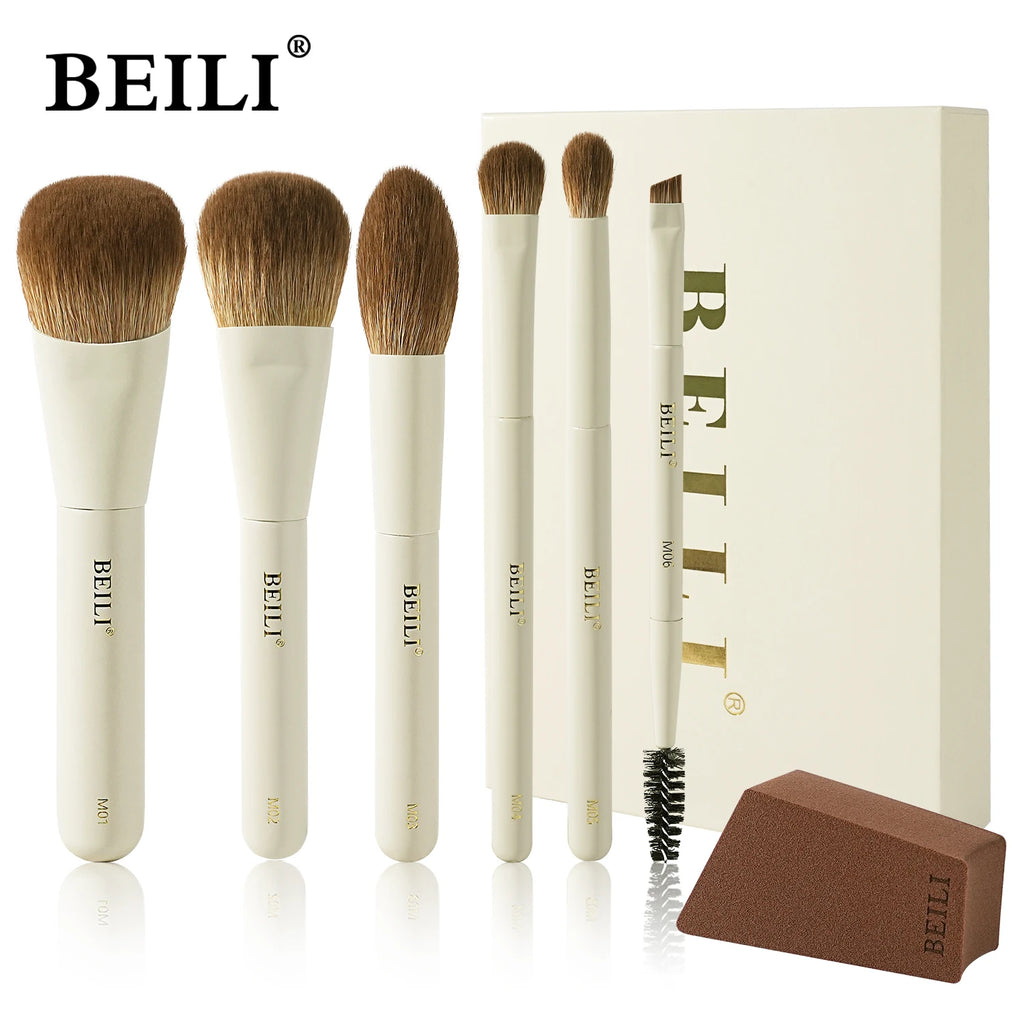 BEILI 10-Pc Mini Travel Makeup Brush Set | Synthetic Bristles Travel Makeup Brush Set QXL