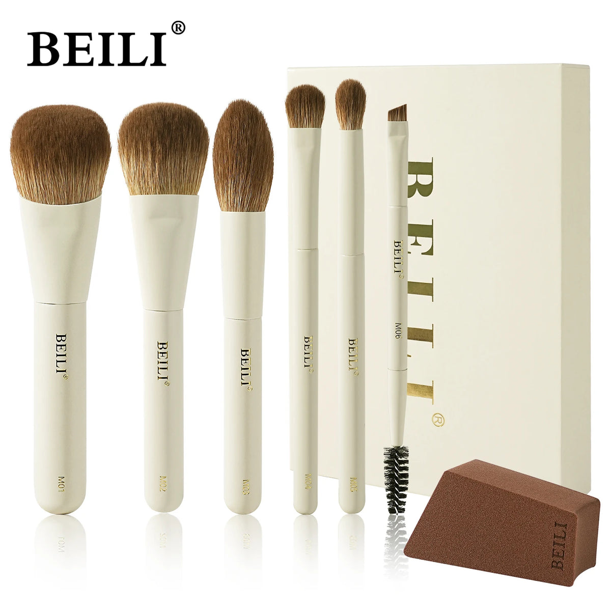 BEILI 10-Pc Mini Travel Makeup Brush Set | Synthetic Bristles Travel Makeup Brush Set QXL