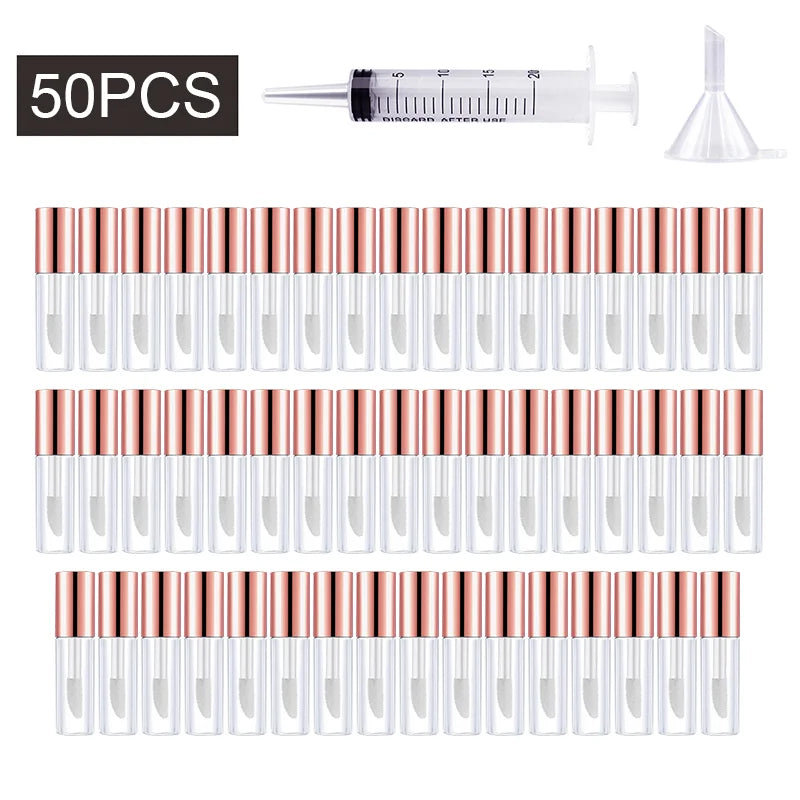 Rose Gold Lip Gloss Tubes 50/100/200-Pack | 1.2mL Refillable Lip Gloss Containers QXL