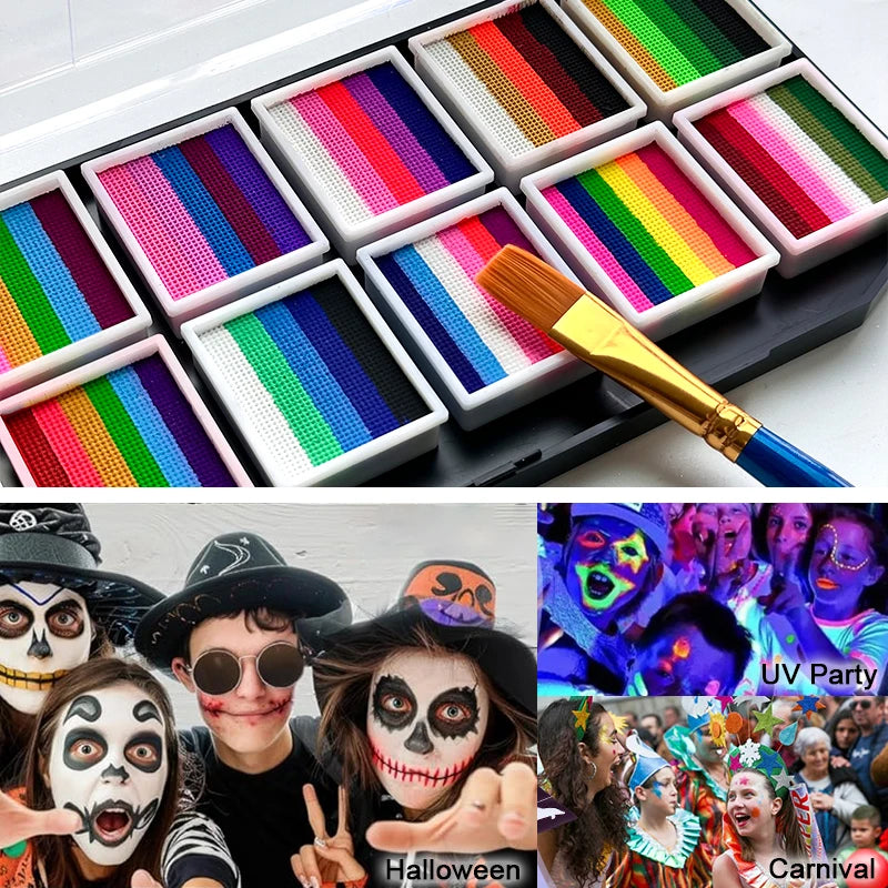 12-Color Washable Face & Body Paint Kit | Water-Based Palette Face & Body Paint QXL