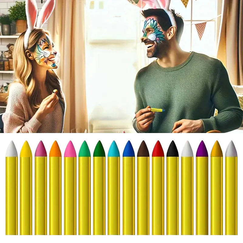 16-Pc Face & Body Paint Crayon Kit | Halloween Cosplay Makeup Face & Body Paint QXL