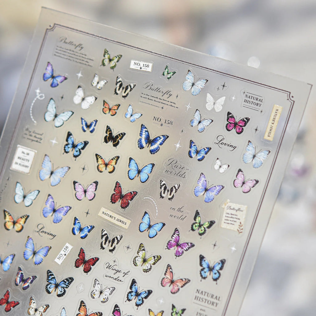 5D Retro Butterfly Nail Stickers | Oil Painting Forest Decals Nail Art Stickers QXL