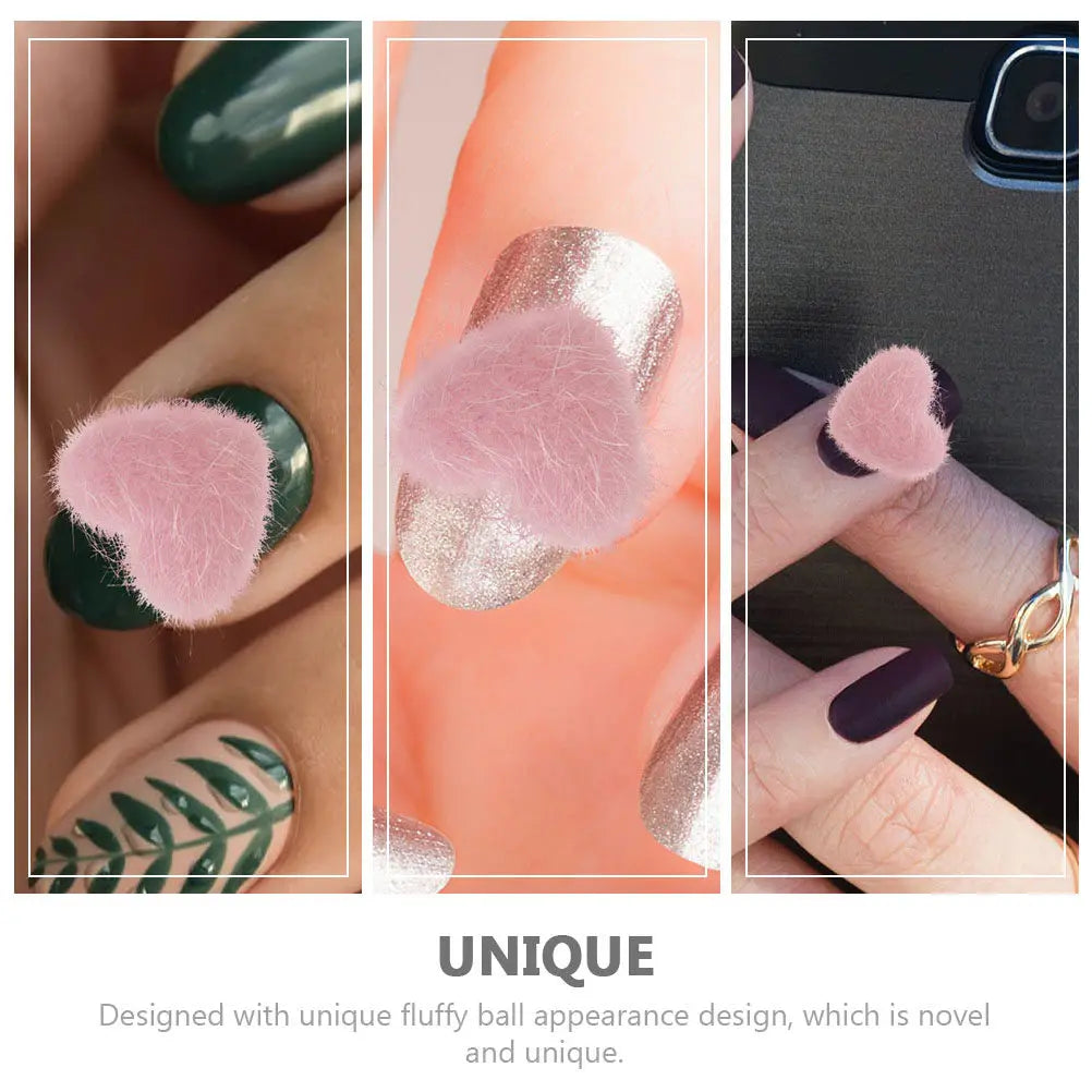 4-Pack Magnetic Fuzzy Ball Nail Art Charms | DIY Manicure Decor Nail Art Charms QXL