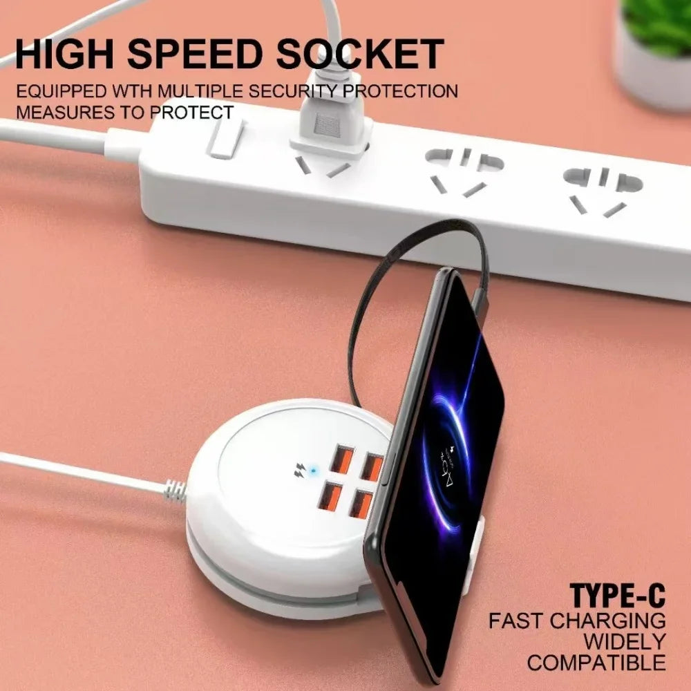 4-Port USB-C Wall Charger 5.1A Fast Charge Adapter + Cable USB Wall Charger QXL