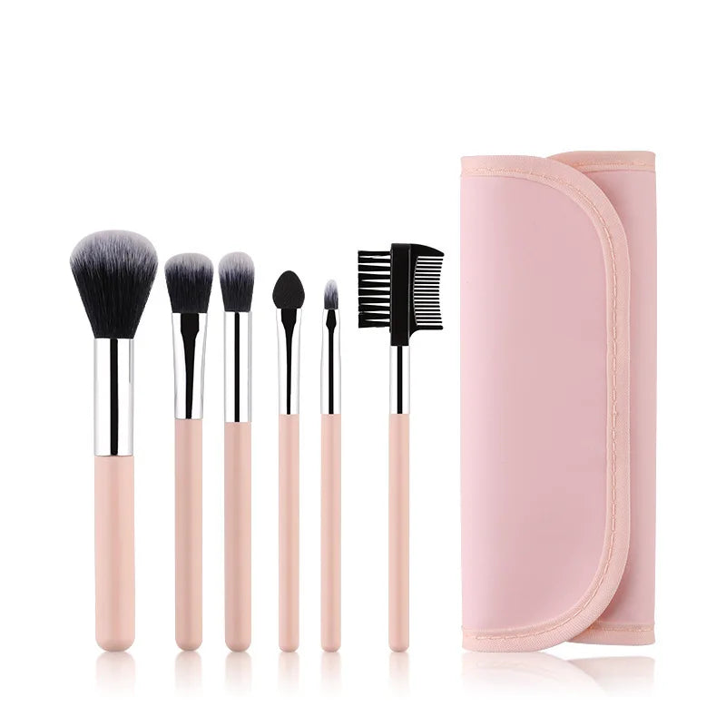 ZOREYA 7-Piece Travel Makeup Brush Set with PU Bag Travel Makeup Brush Set QXL GZ11